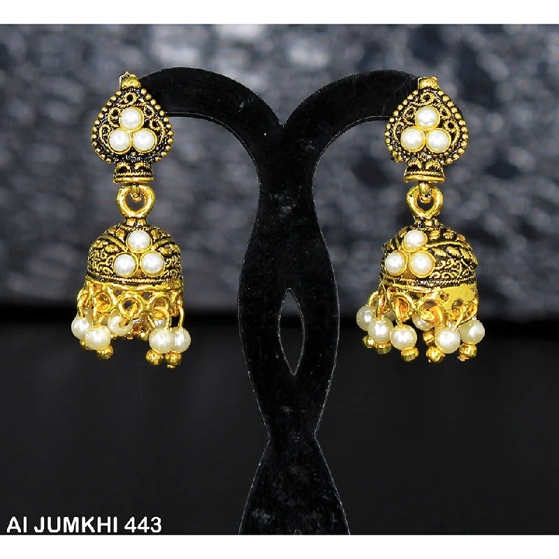 women’s colored gemstone earrings-Mahavir Gold Plated Pearl Jhumki Earrings -AI Jumkhi 444