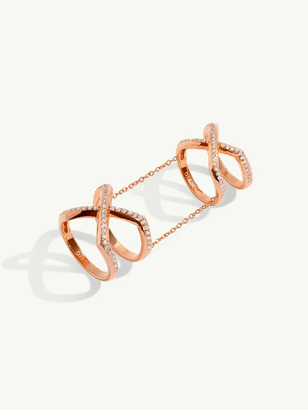 women’s princess cut rings-Exquis Gemini Infinity Ring With Pavé-Set Brilliant White Diamonds In 18K Rose Gold