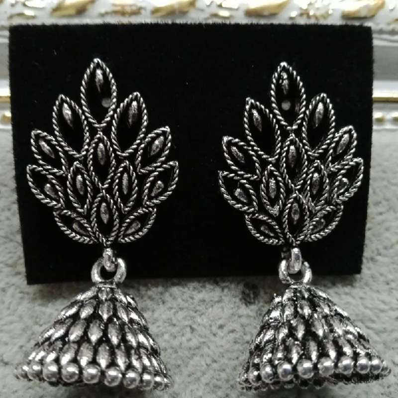 women’s tribal earrings-Tahura Oxidized Plated Pack Of 24  Jhumki Earrings - TAHEAR81