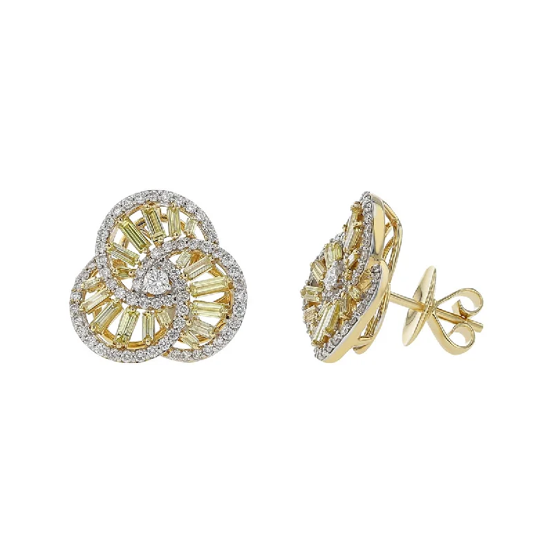 women’s gold stud earrings-Salavetti Romana Diamond Stud Earrings