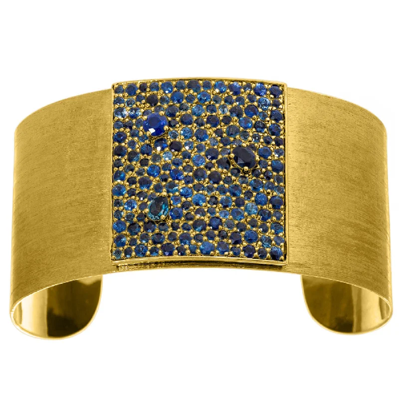 women’s braided bracelets-Stardust Cuff Yellow Gold Sapphire