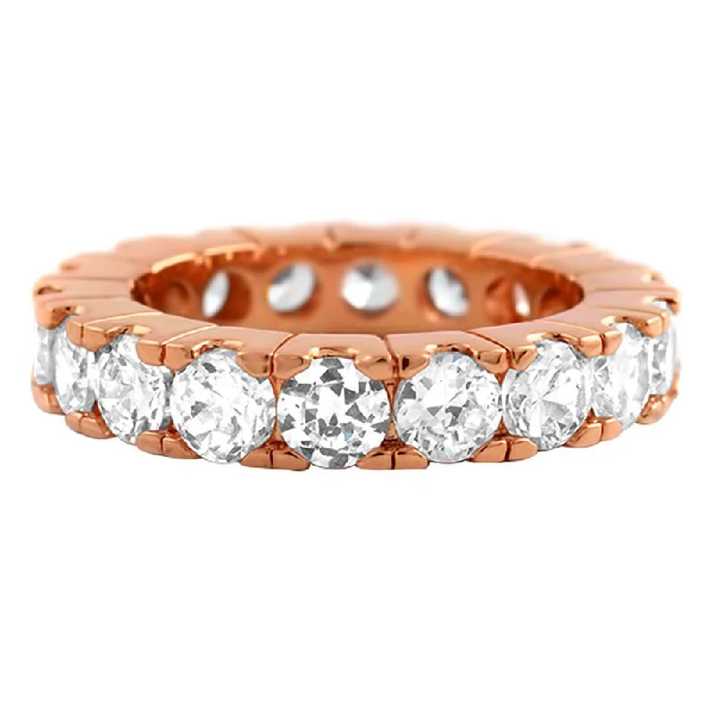 women’s modern rings-Rose Gold Eternity CZ Bling Bling Ring