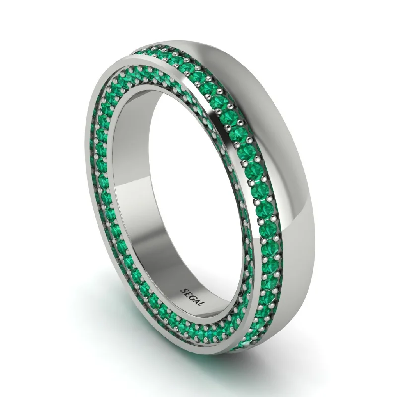 women’s platinum engagement rings with diamonds-1.2Ct Emerald Double Halo Wedding Band - Lux No. 6