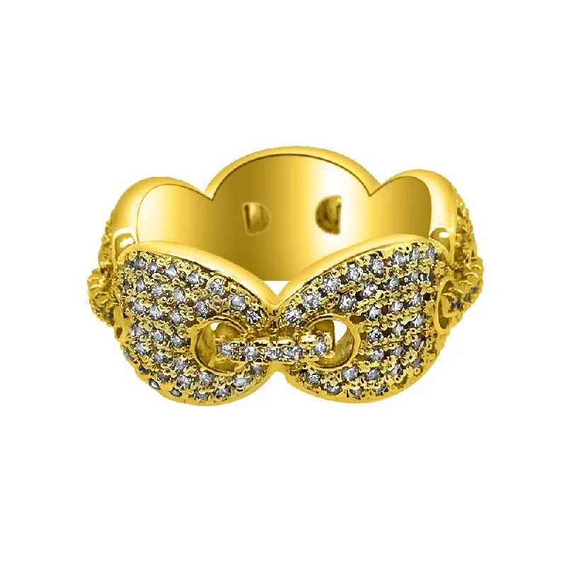 women’s unique band rings-Marine Link Eternity Band Gold CZ Bling Bling Ring