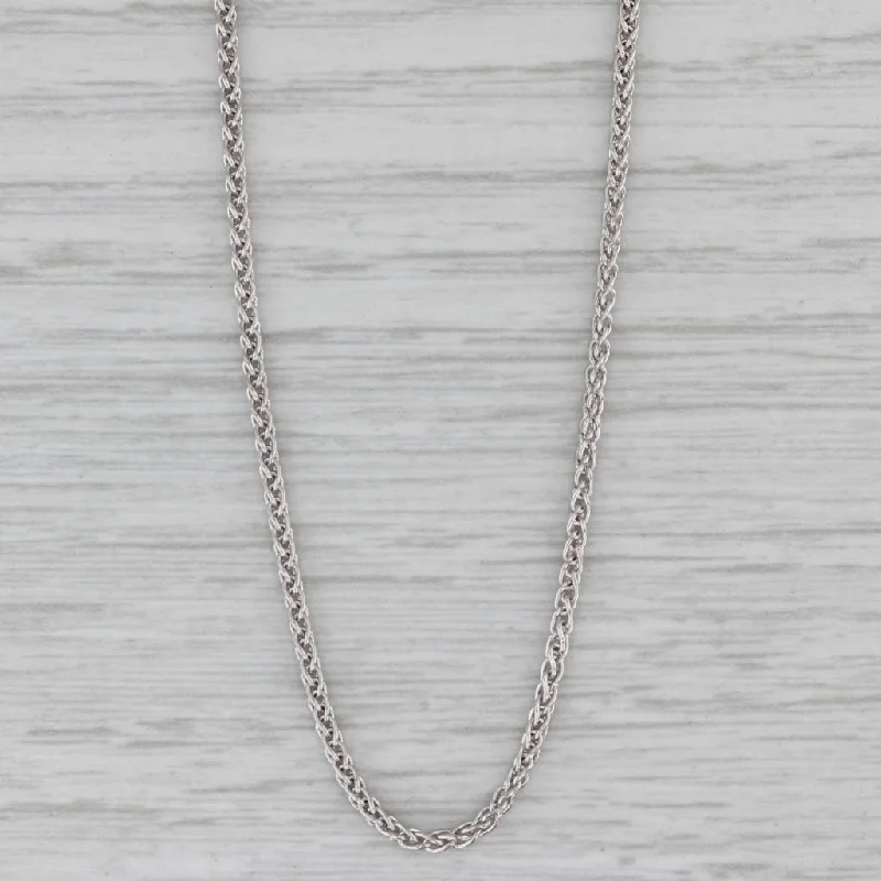 women’s diamond pendant necklaces-Long Wheat Chain Necklace 14k white Gold 30" 1.7mm