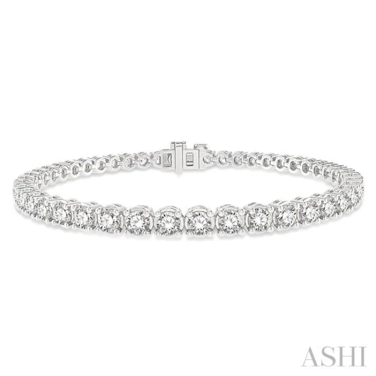 women’s sparkly bangles-4 Ctw Round Cut Diamond Tennis Bracelet in 14K White Gold