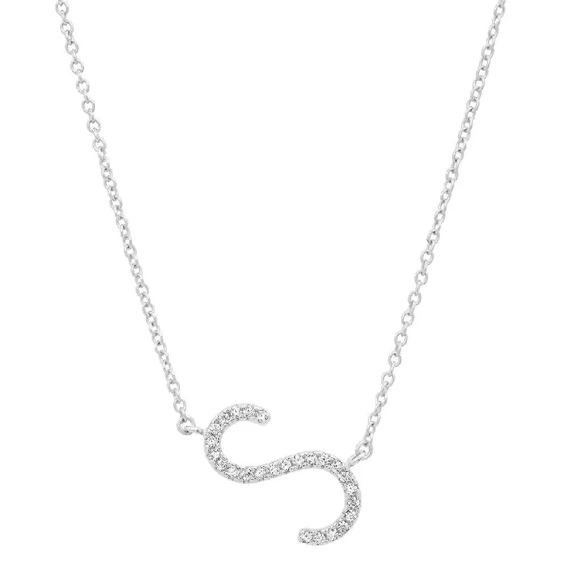 women’s matching pearl necklaces-INITIAL NECKLACE, SILVER