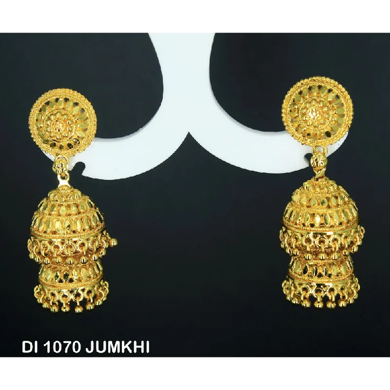 women’s classic earrings-Mahavir Gold Plated Jhumki Earrings  - DI Jumkhi 1070