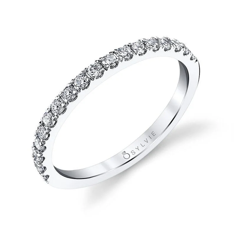 women’s diamond band engagement rings-14K White Gold 0.32ctw Round Diamond Half Wedding Band