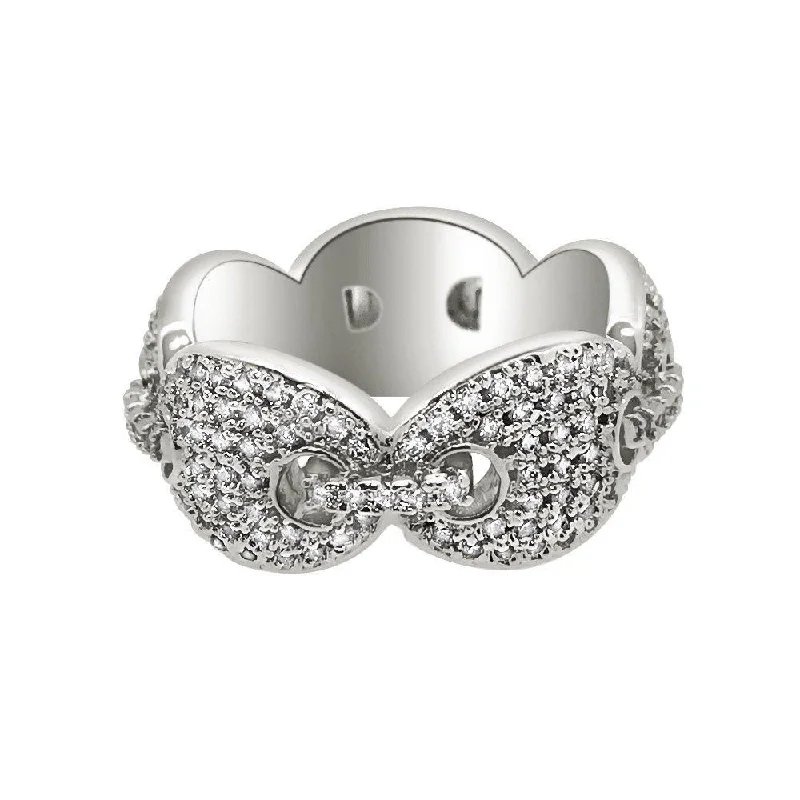 women’s pear-shaped rings-Marine Link Eternity Band 360 Rhodium CZ Bling Bling Ring