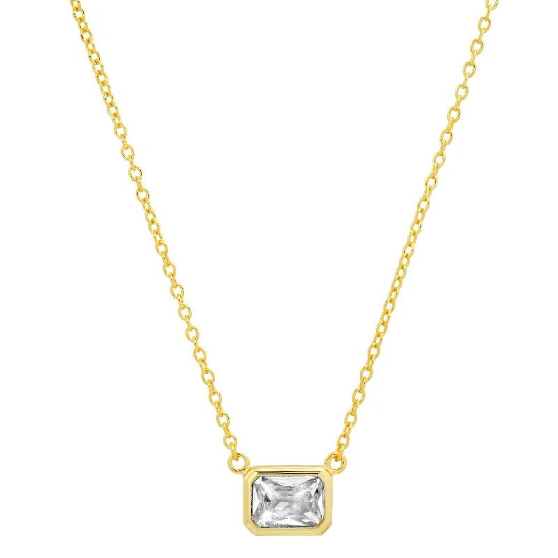 women’s fine jewelry necklaces-SOLITAIRE EMERALD NECKLACE, GOLD