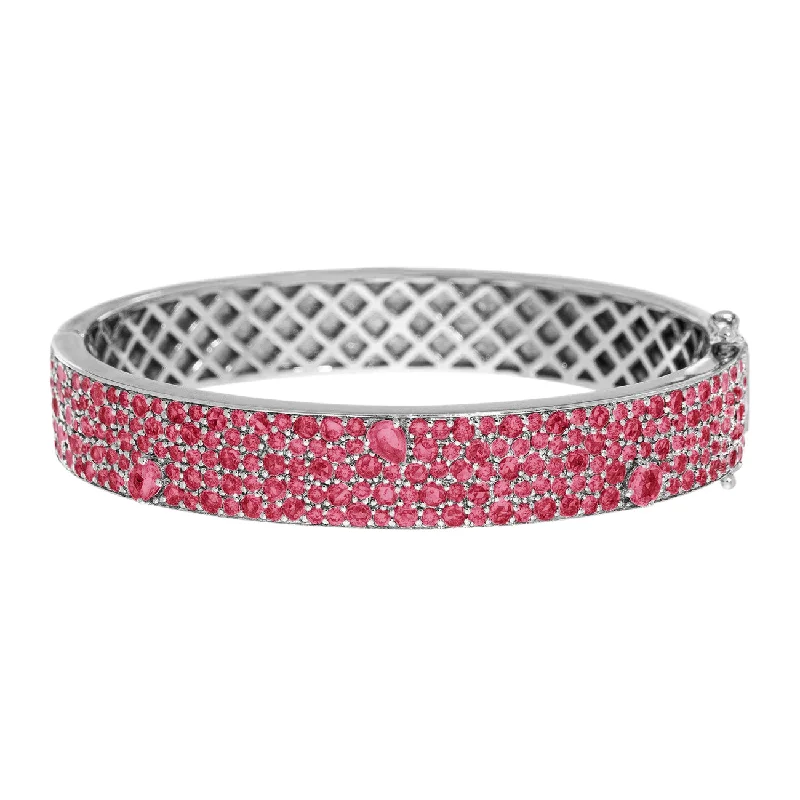 women’s handmade bangles-Stardust Bangle Silver Ruby