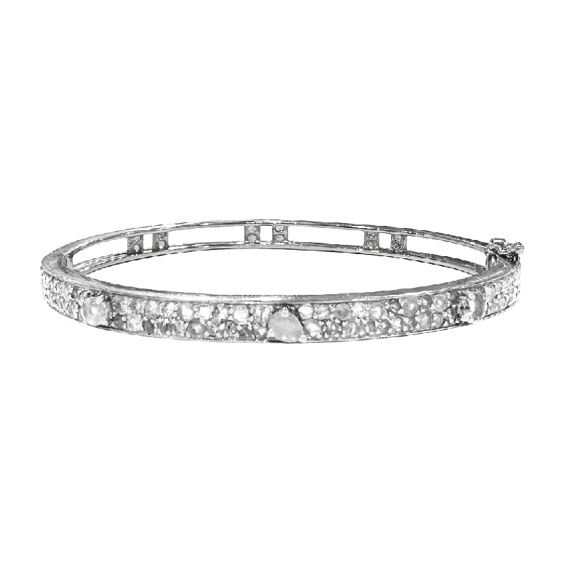 women’s bracelet with birthstones-Petite Stardust Bangle White Gold