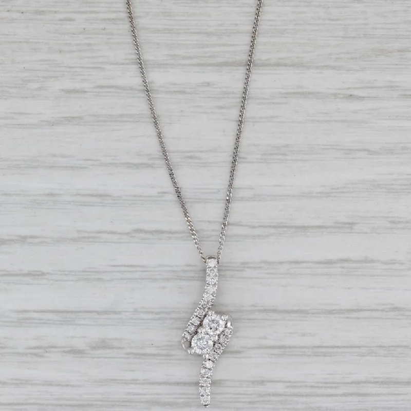 women’s pendant necklaces-Ever Us 0.40ctw Diamond Bypass Pendant Necklace 14k White Gold 17-19" Curb Chain