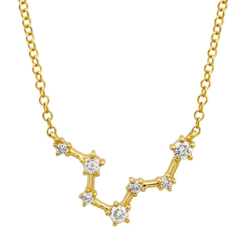 women’s gemstone pendant necklaces-14K Yellow Gold Diamond Pisces Constellation Necklace