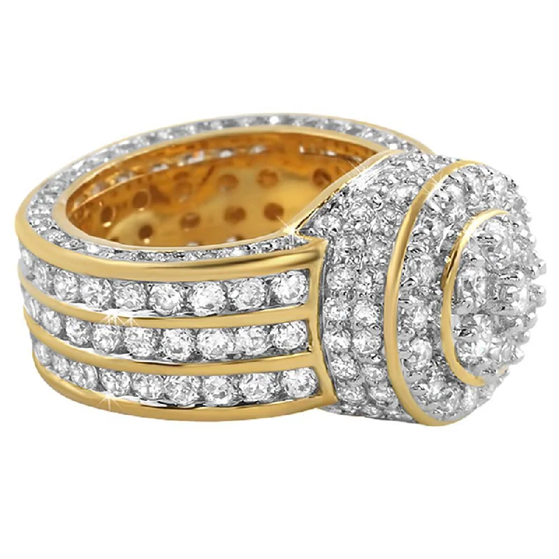 women’s men’s style rings-Custom Cluster Gold Bling Bling Ring