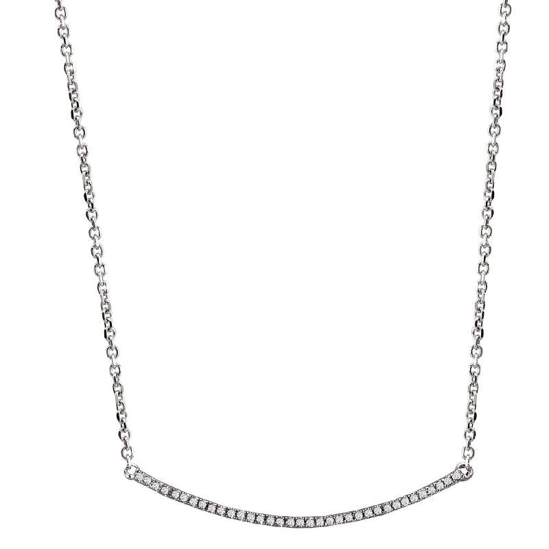 women’s statement gold necklaces-Curved Diamond Bar Necklace