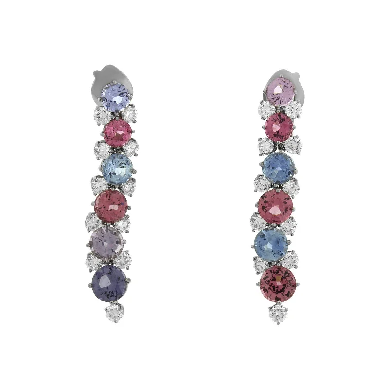 women’s large earrings-Spinel, Sapphire and Diamond Drop Earrings