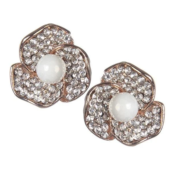 women’s stud diamond earrings-Urbana Glass Pearl Rose Gold Plated  Stud Earrings - 1306824