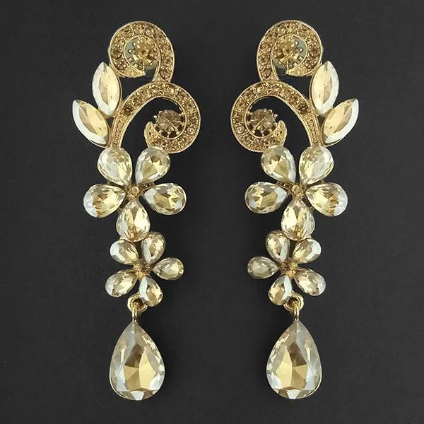 women’s silver earrings-Kriaa Brown Crystal Stone Dangler earrings - 1315626