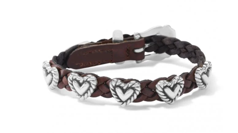 women’s personalized bracelets-Roped Heart Braid Bandit Bracelet- Brown