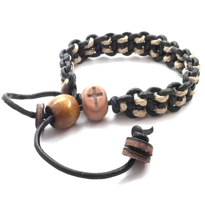 women’s handmade bangles-Adjustable Cross Bead Bracelet