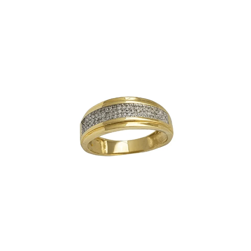 women’s yellow gold engagement rings-Diamond Micropave Wedding Band's Ring (14K)