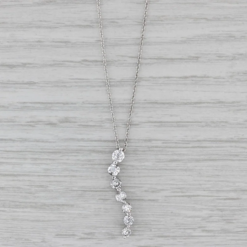 women’s gemstone necklaces for weddings-0.91ctw Diamond Journey Pendant Necklace 14k White Gold 18" Cable Chain