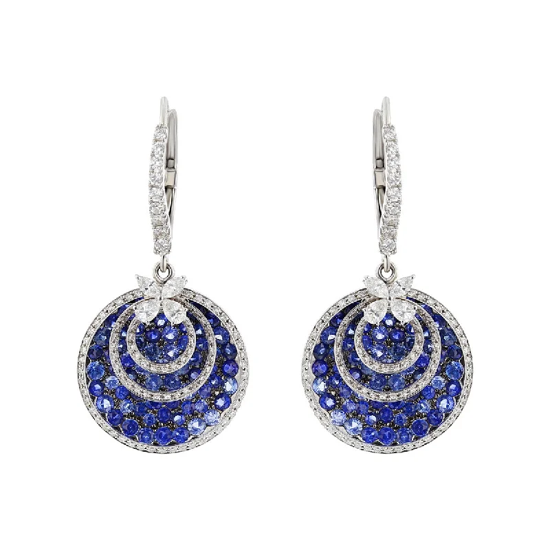 women’s enamel earrings-Salavetti Sapphire and Diamond Drop Earrings