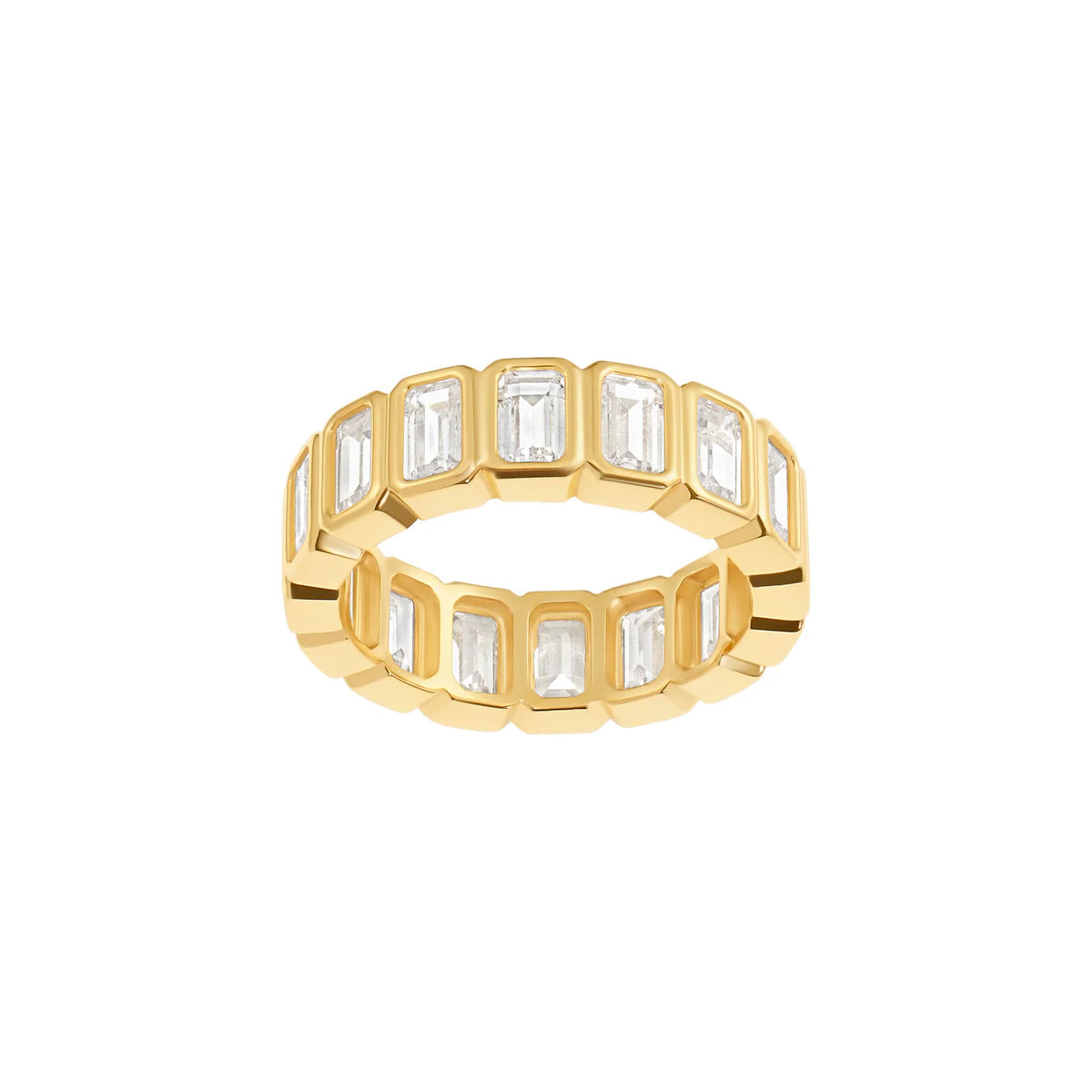 women’s wedding band rings-Baguette Bezel Band Ring