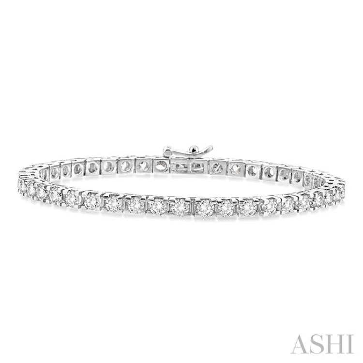 women’s colorful bracelets-6 Ctw Square Shape Round Cut Diamond Tennis Bracelet in 14K White gold