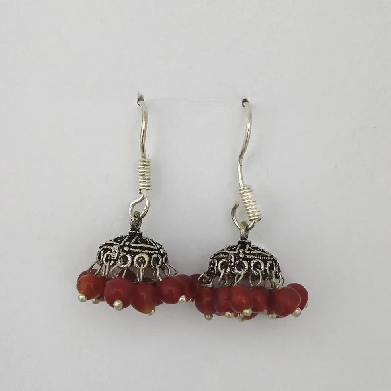 women’s sun earrings-Kriaa Beads Silver Plated Jhumki Earrings