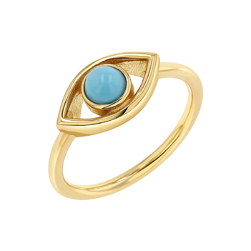 women’s gold eternity rings-Turquoise Evil Eye Ring