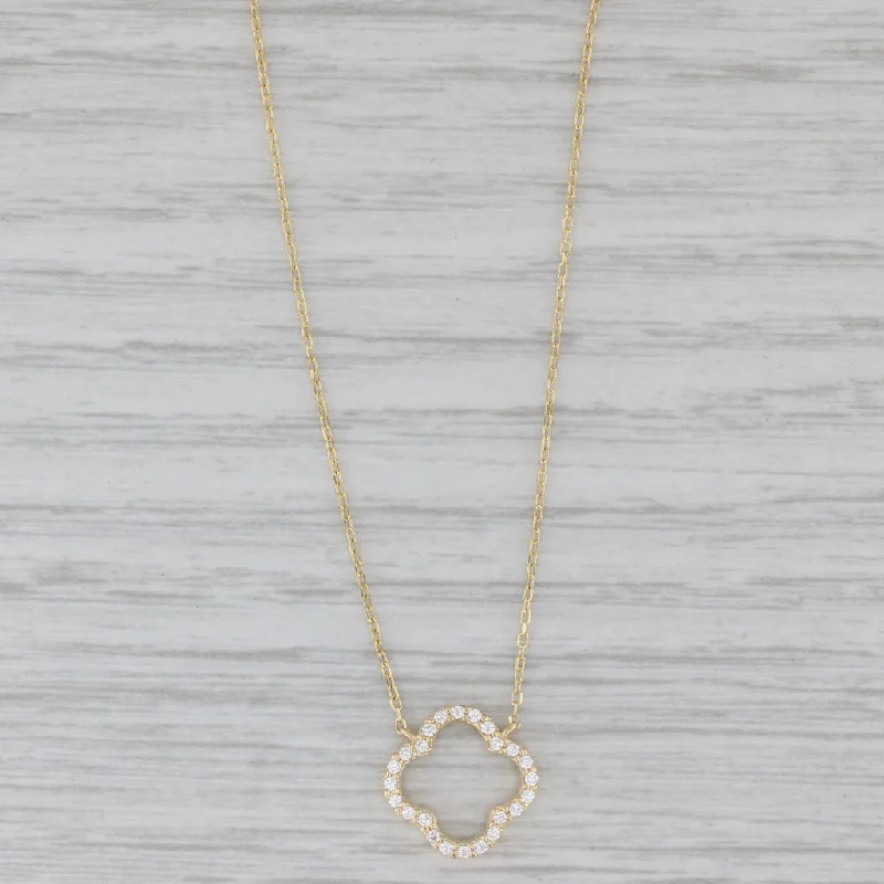 women’s diamond necklaces with pearls-New Cubic Zirconia Open Flower Necklace 14k Yellow Gold 16" Cable Chain