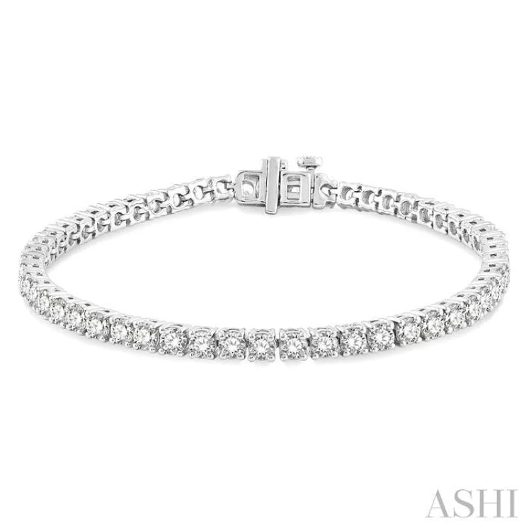 women’s gold plated bracelets-6 Ctw Round Cut Diamond Tennis Bracelet in 14K White Gold