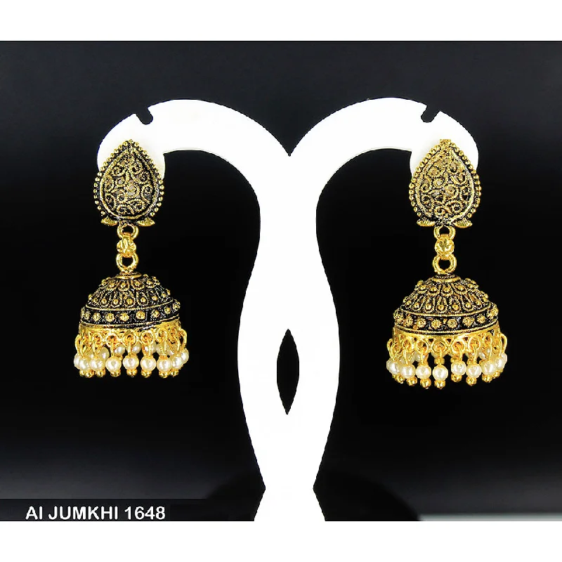 women’s crystal drop earrings-Mahavir Gold Plated Pearl Jhumki Earrings -AI Jumkhi 1648