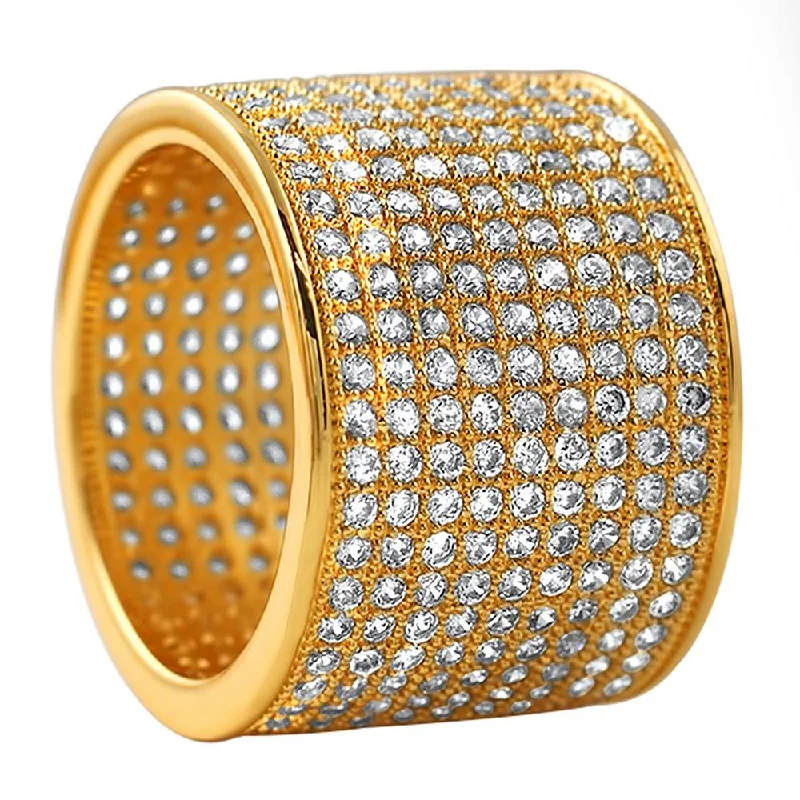 women’s oval rings-9 Row 360 Eternity Gold Bling Bling Ring