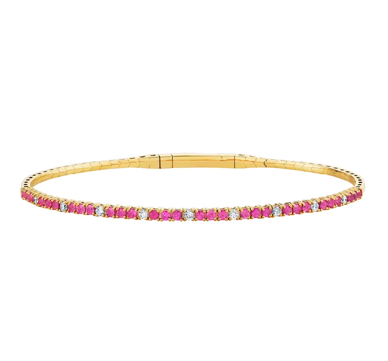 women’s silver bangles-Pink Sapphire Flex Bangle