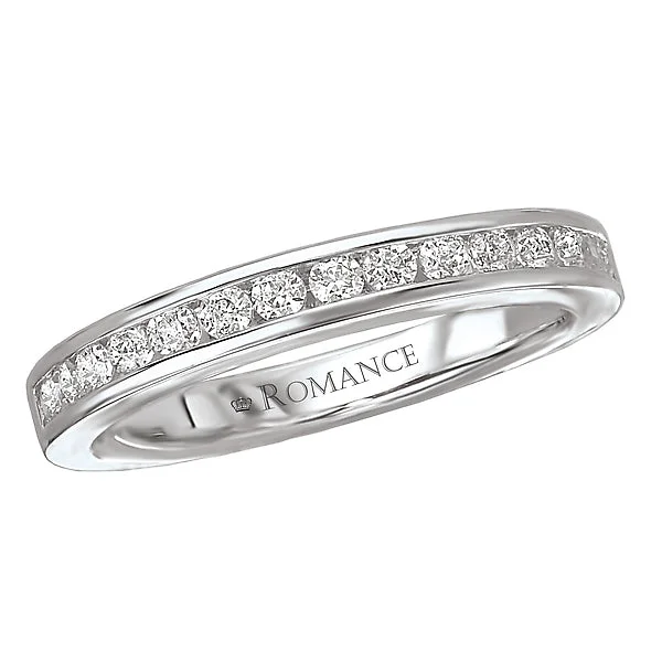 women’s custom made diamond engagement rings-14K White Gold Romance Collection Wedding Band.