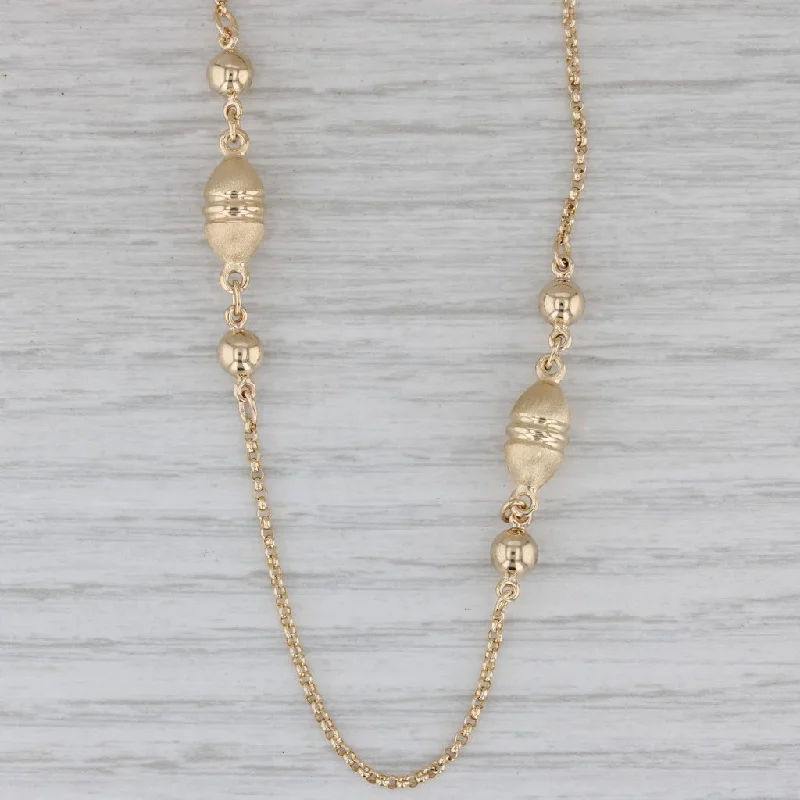 women’s pearl necklaces for weddings-Bead Station Rolo Chain Necklace 14k Yellow Gold 24"