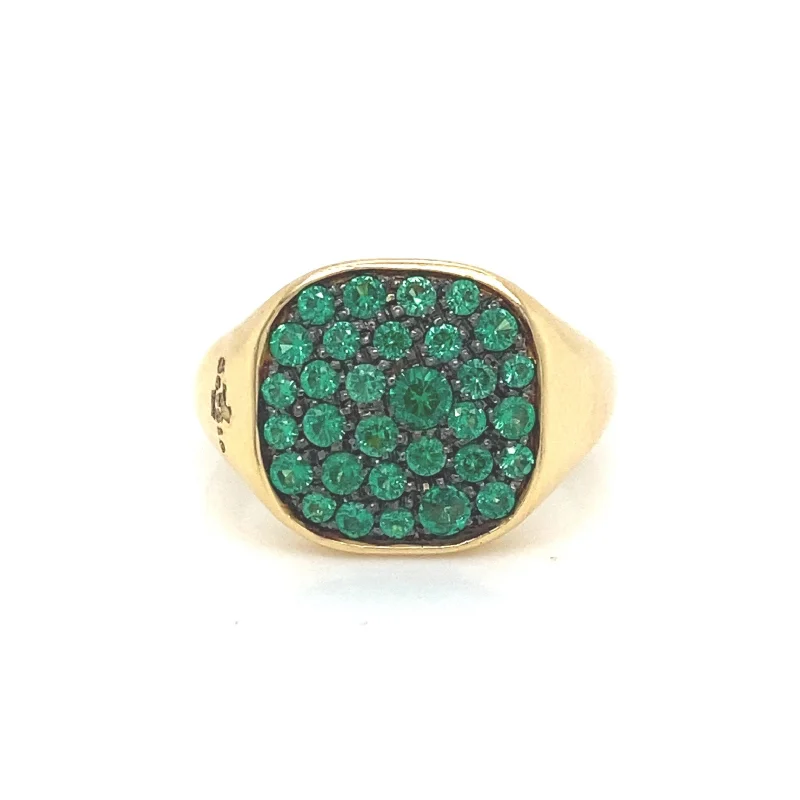 women’s eternity rings-Savoia Pave Green Tsavorite Signet Ring