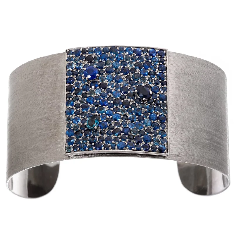 women’s classic bracelets-Stardust Cuff Silver Sapphire