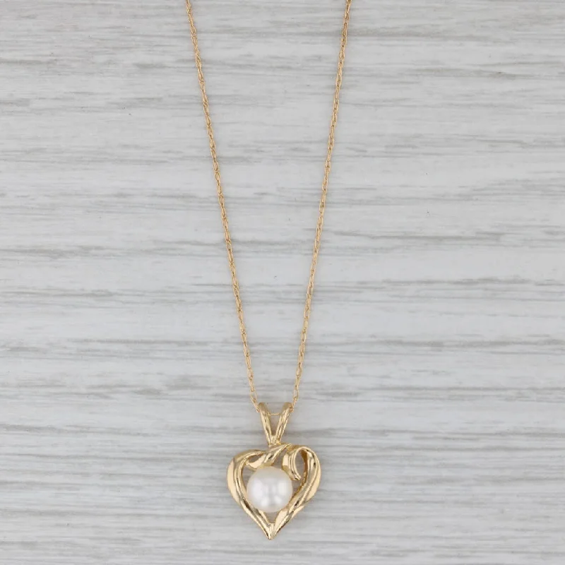 women’s luxury pendant necklaces-Cultured Pearl Open Heart Pendant Necklace 18k Yellow Gold Rope Chain