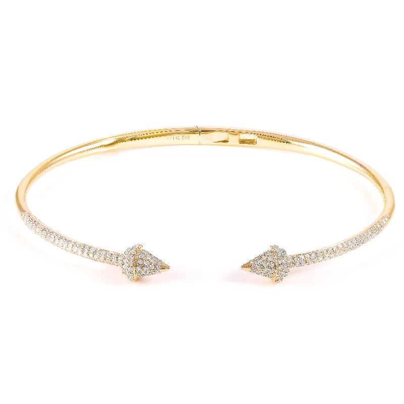 women’s engraved bracelets-Diamond Spike Cuff