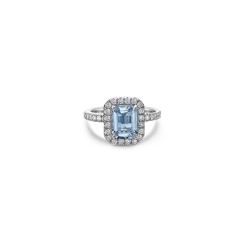 women’s silver wedding rings-Pastel Diamond Petit Emerald Cut Ring