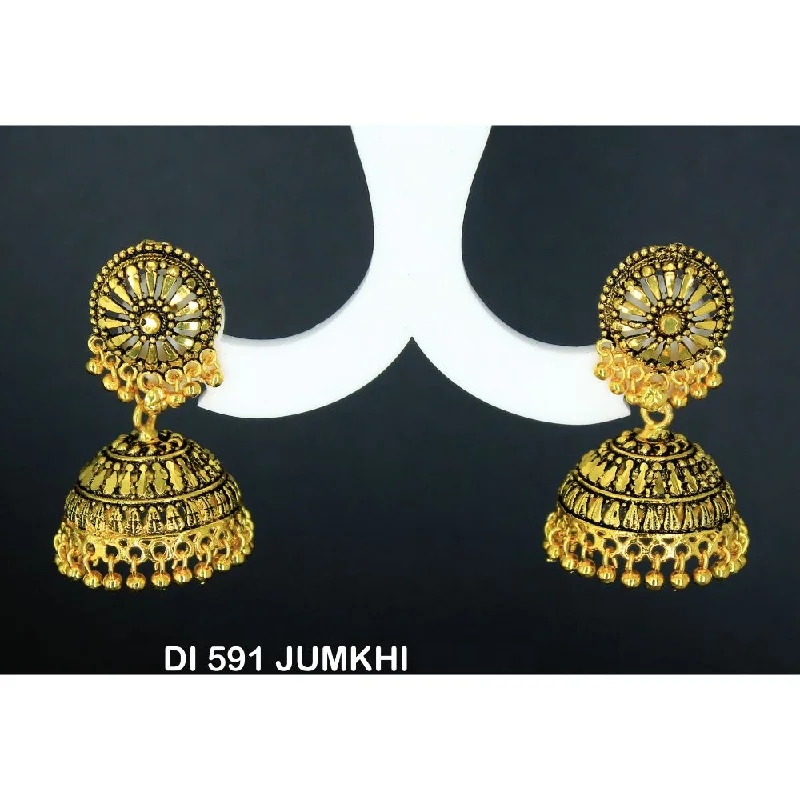 women’s flower earrings-Mahavir Gold Plated Jhumki Earrings  - DI Jumkhi 591