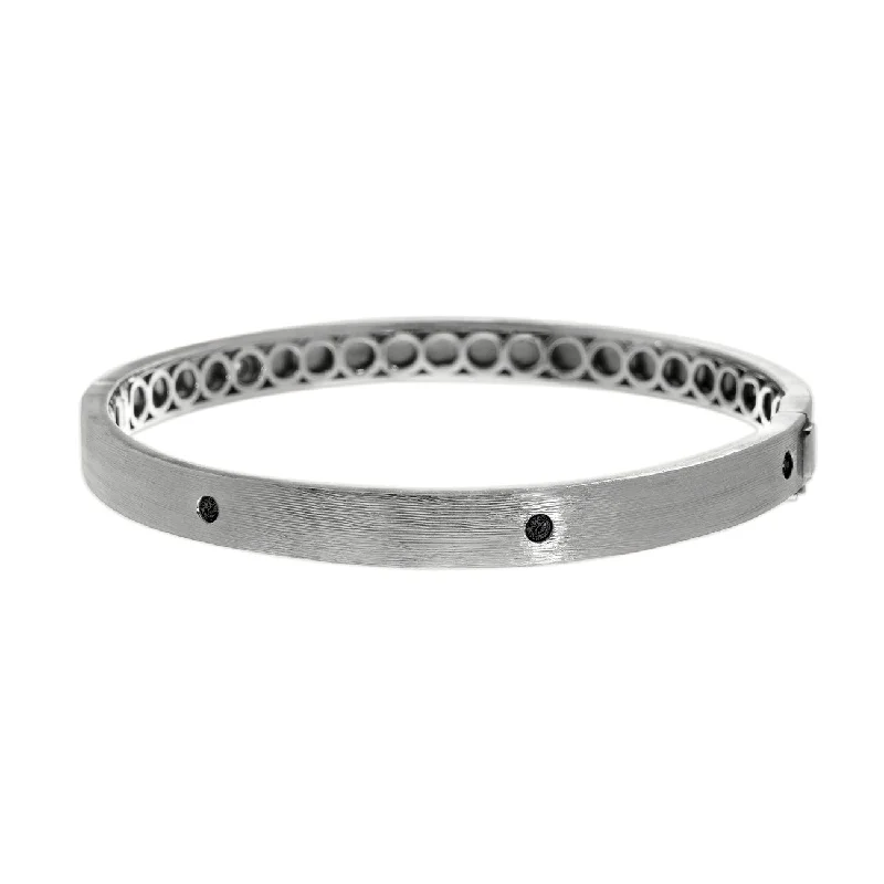 women’s chunky bracelets-Nick Bangle Silver Black Diamond