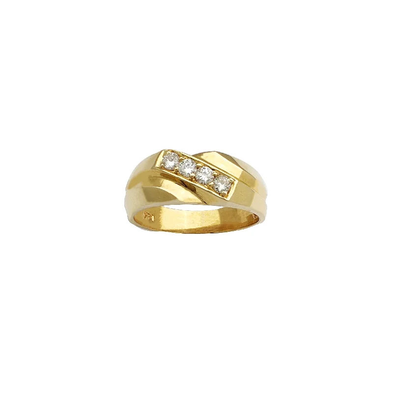 women’s high-end engagement rings-Yellow Gold Round Diamond Wedding Band Ring (14K)