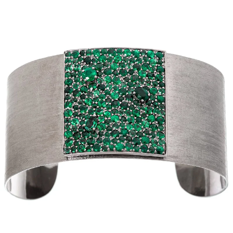 women’s multi-strand bracelets-Stardust Cuff Silver Emerald