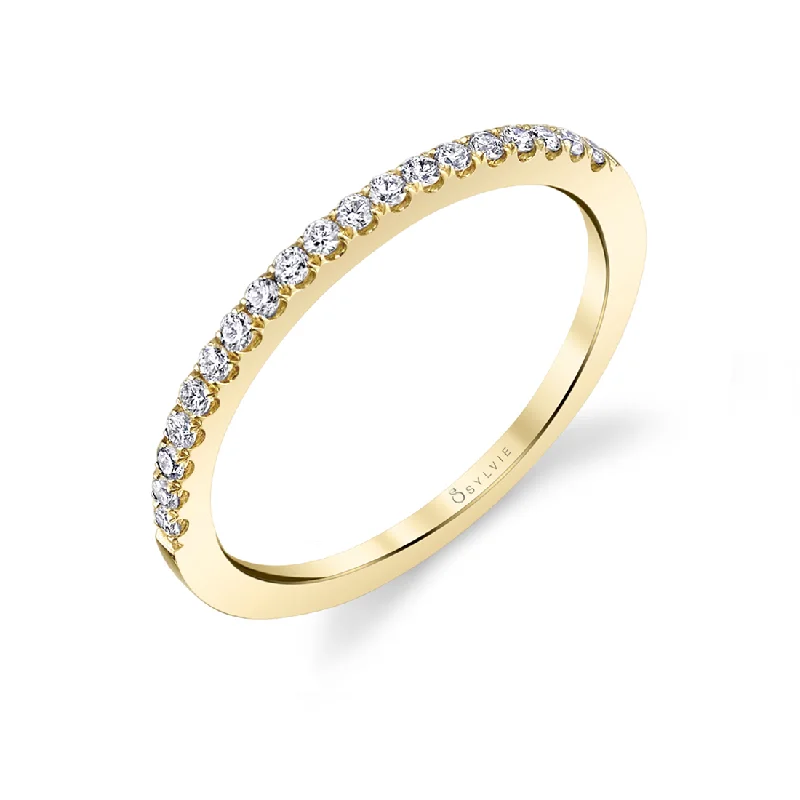 women’s modern engagement rings-14K Yellow Gold 0.16ctw Round Diamond Classic Wedding Band